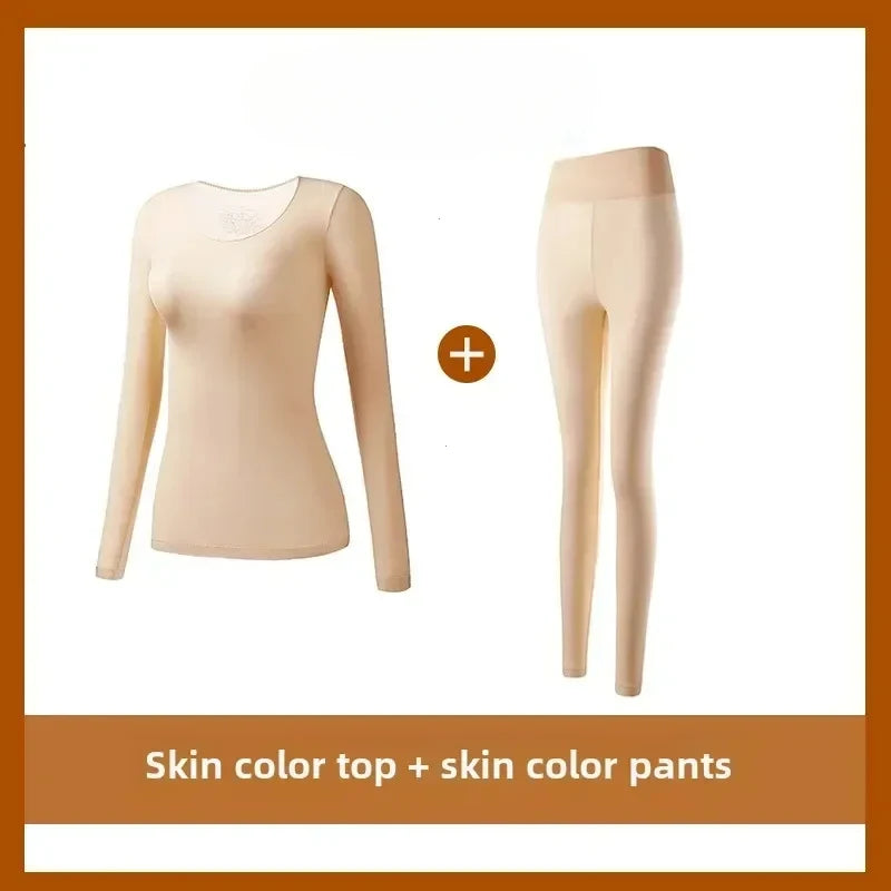 2PCS Thermal Underwear Sets for Woman Autumn Winter Long-sleeved