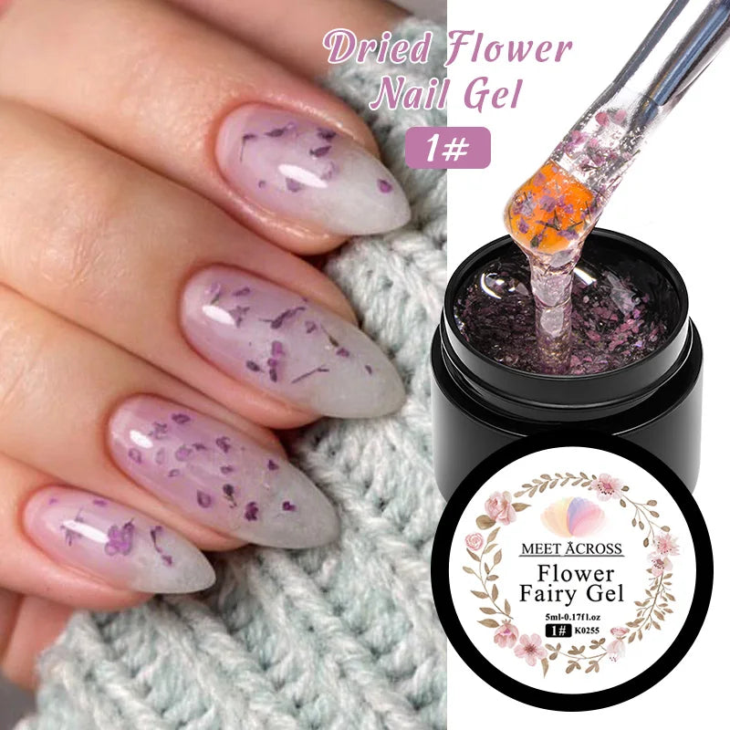 5ml Pink Dried Flower Nail Gel Polish, Semi Permanent Natural Flower Fairy Nail Art, Gel Soak Off, UV Painting Varnishes For Nails.