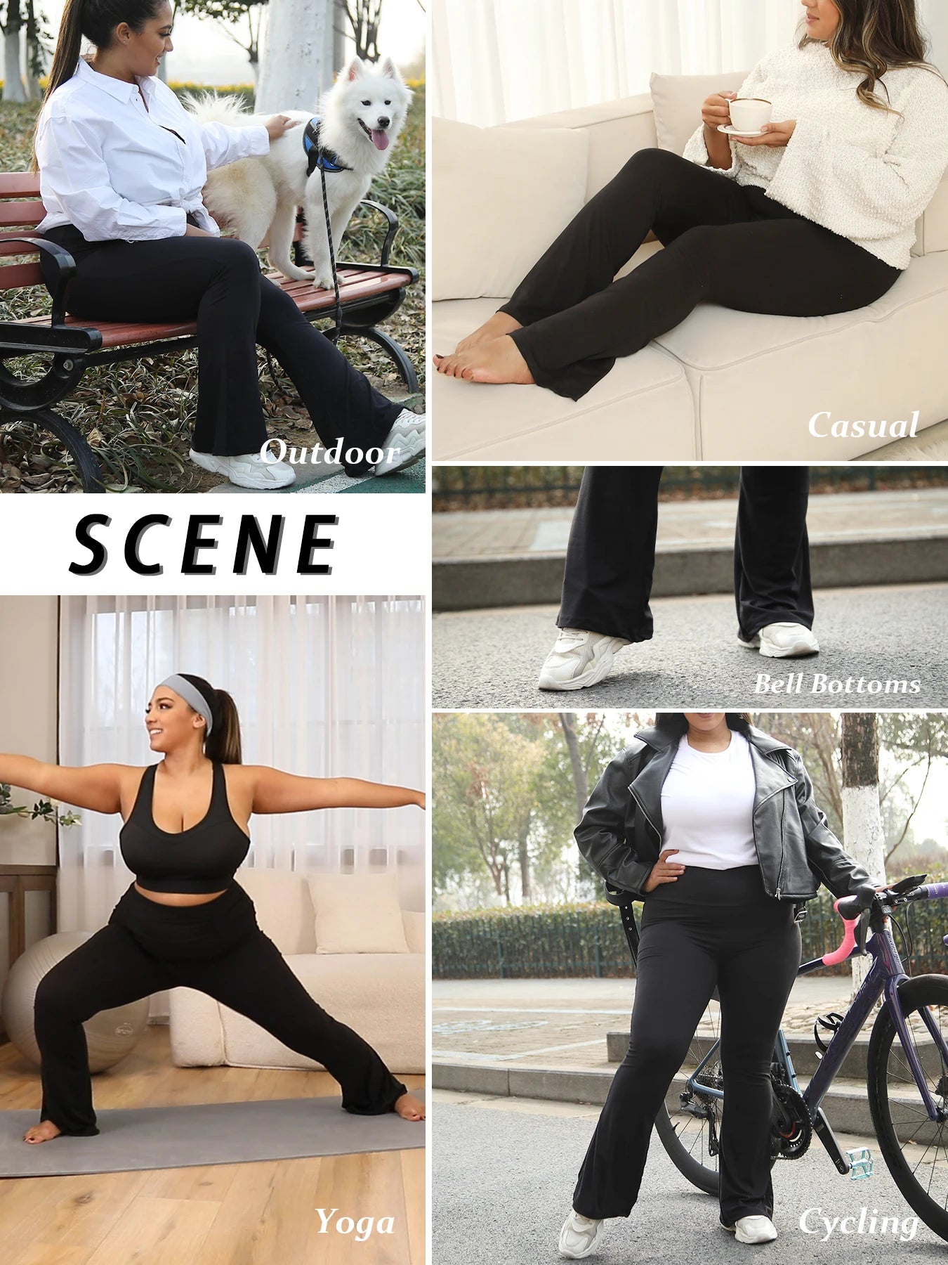 Plus Size Women's Super Soft High Waisted Flare Pant, Soft Bootleg Bell Bottoms.