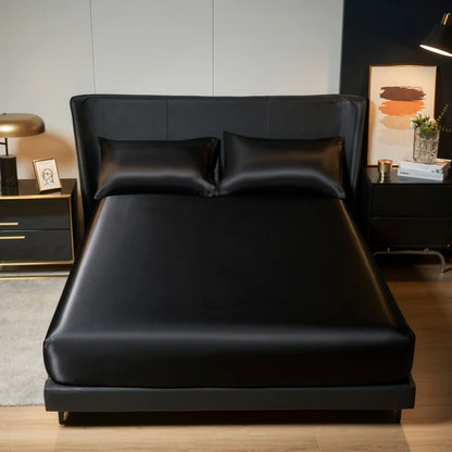 Elegant Satin Fitted Bed Sheet- Luxurious 35cm Height, Universal King/Queen Size.
