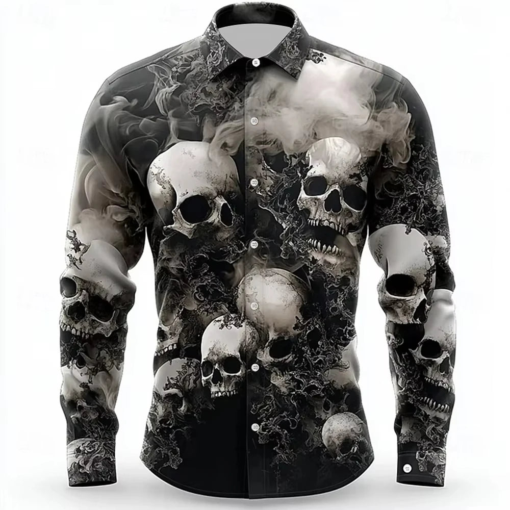 Hip Hop Skull Print Men Streetwear 2025 Long Sleeve Graphic.
