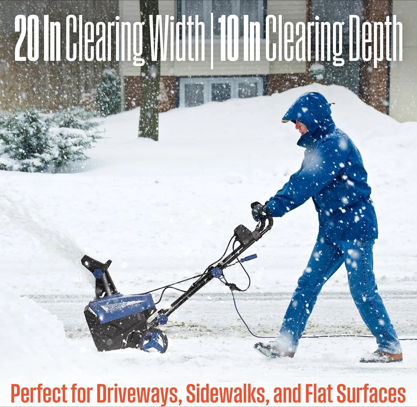 Snow20 Corded Snow Blower 20 Inch, Steel Auger, Dual LED Lights, 1800 Watt Motor, Electric Snow Blower with 25ft Throwing