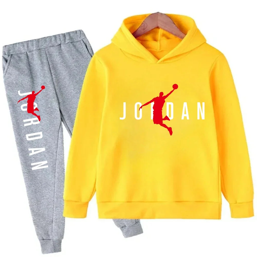 Warm Slam Dunk Master Pattern Printed Children Set, Hoodie+Pant Suit 2pcs Set.