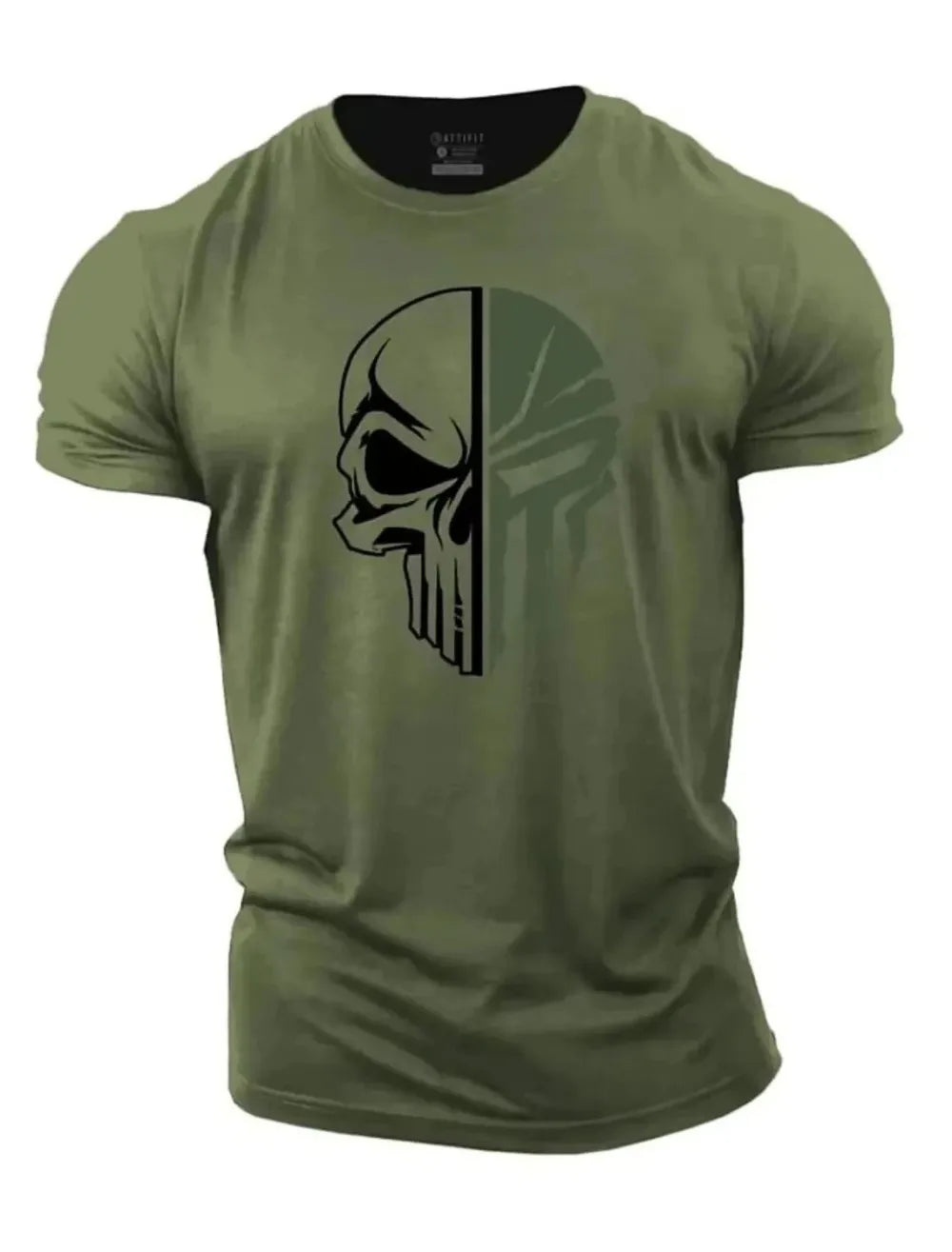 New hot selling men's digital skull print round neck T-shirt.