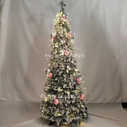 1.2m-2.1m Foldable Pre-Decorated Christmas Tree, Pop-Up Festive Decoration.