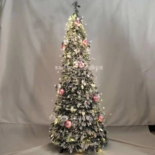 1.2m-2.1m Foldable Pre-Decorated Christmas Tree, Pop-Up Festive Decoration.