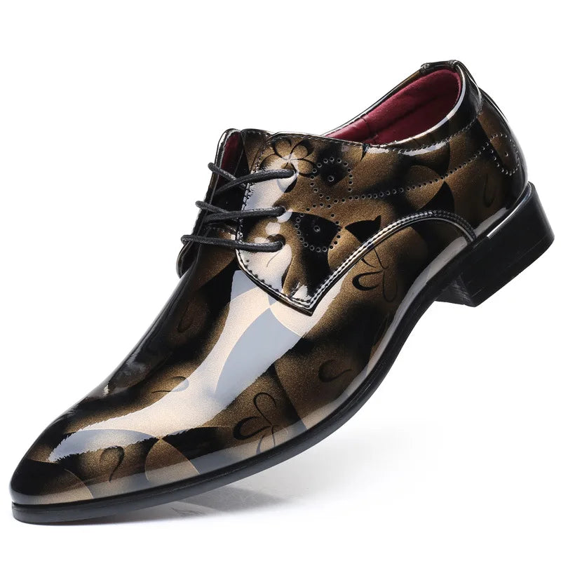 Luxury Men Oxford Shoes, Retro Floral Pattern Men Dress Shoes, Lace-Up Flats High Quality Business Party Wedding Shoes.