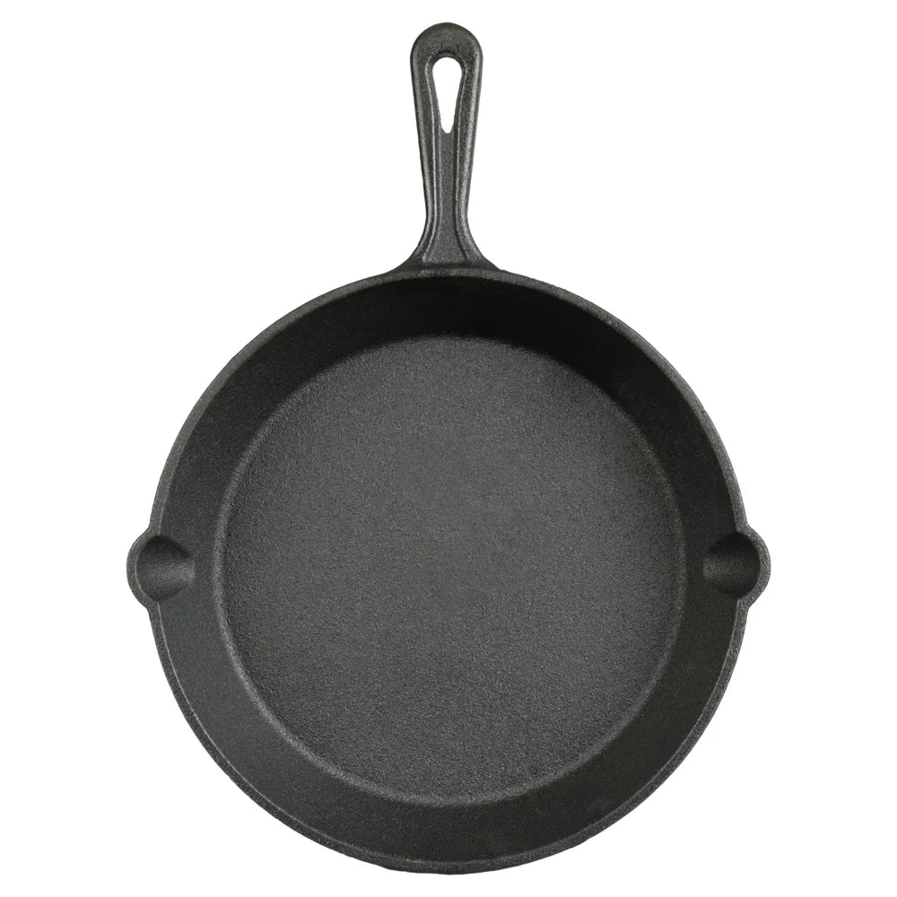 Pre-Seasoned Cast Iron Skillet 10.5 Inch, Heat Distribution Versatile Cooking Nonstick Surface, Campfire Safe Easy Drain Pour.