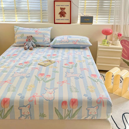 2025 New 100% Cotton Bed Sheet Flower Series Double , King Sheets For Girls, Boys, Single, Queen King Size