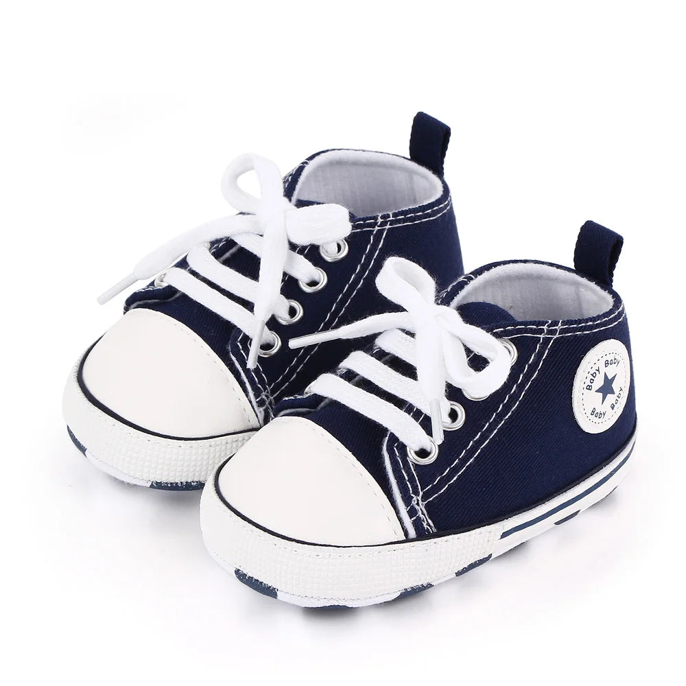 New Baby Shoes Boys Girls Classic Canvas Casual Sneakers, Spring Newborn First Walker Toddler, Non-Slip Walking Shoes.
