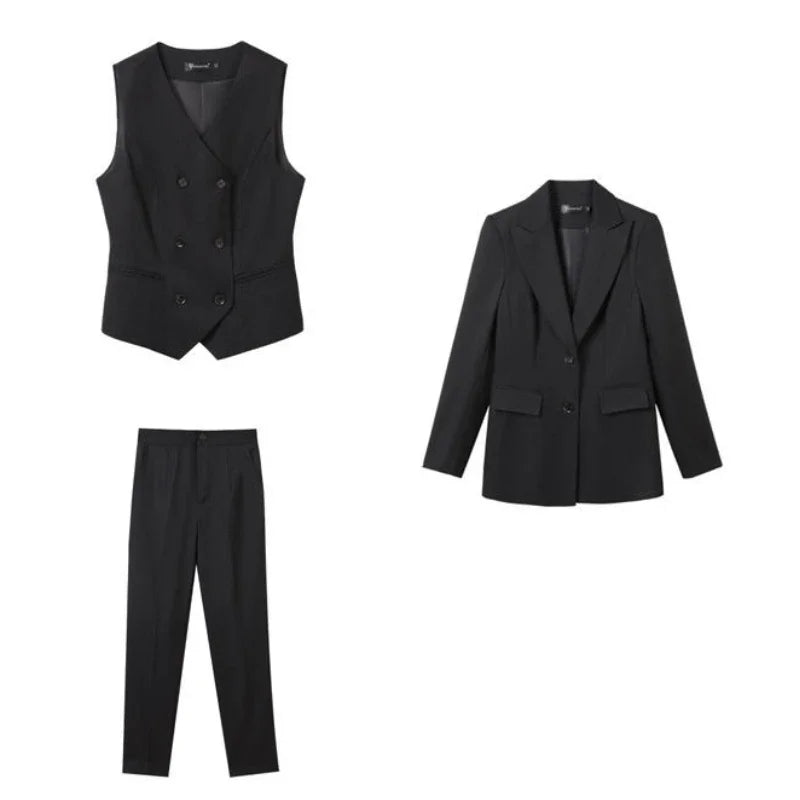 Wear To Work Business Professional Blazer, and Trouser Suit Women 2 Pant Sets.