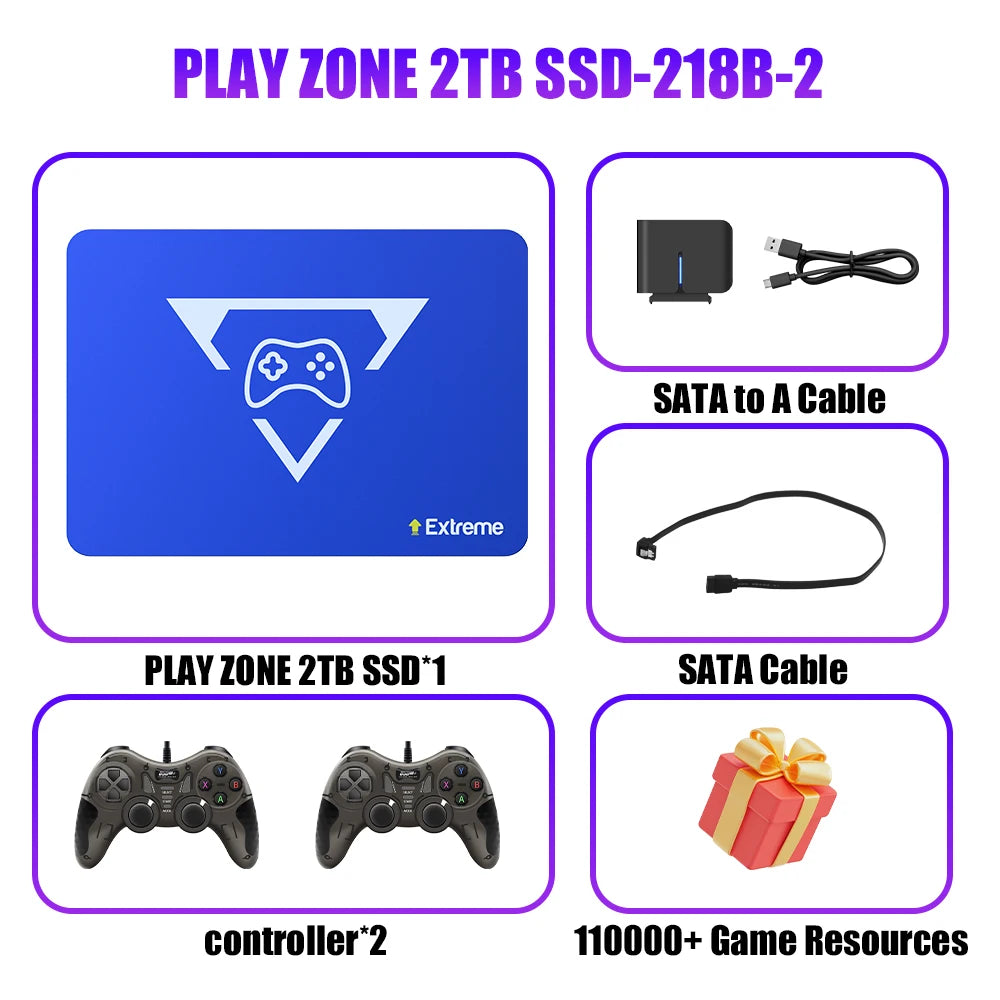 Play Zone 2TB Gaming SSD Game Console, with 20000+Game & 80+Emulator for PS5/4/3/2/Xbox/Switch/Wii/Wiiu Launchbox &Playnite.