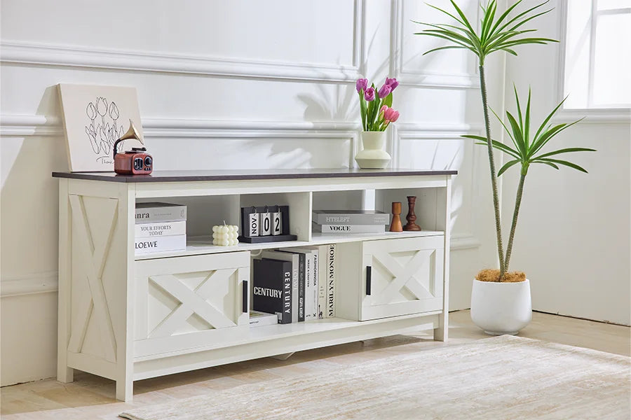 TV Stand for TVs Up to 65 inches Entertainment Center Power Outlet