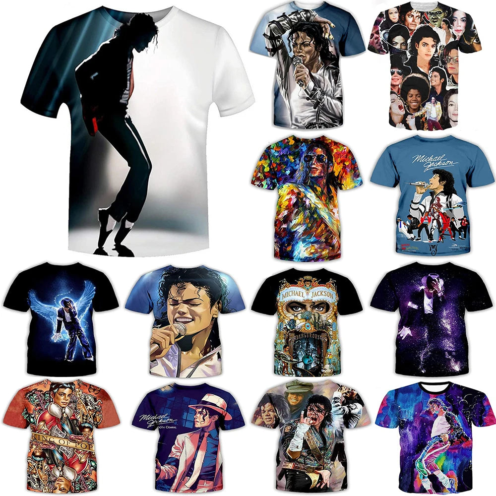 Summer fashion Michael Jackson hip-hop retro casual men streetwear short sleeved.