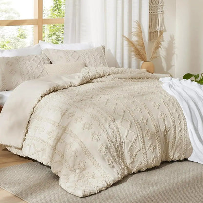 3 Pieces Queen Comforter Set Embroidered Bedding
