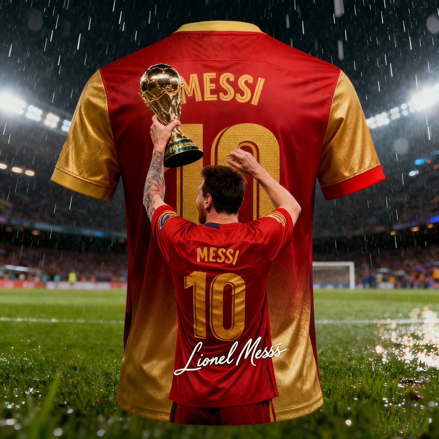 Summer Adult Messi #10 AI Design Men Football Jersey, Outdoor Daily Sport Shirt Quick-Dry.