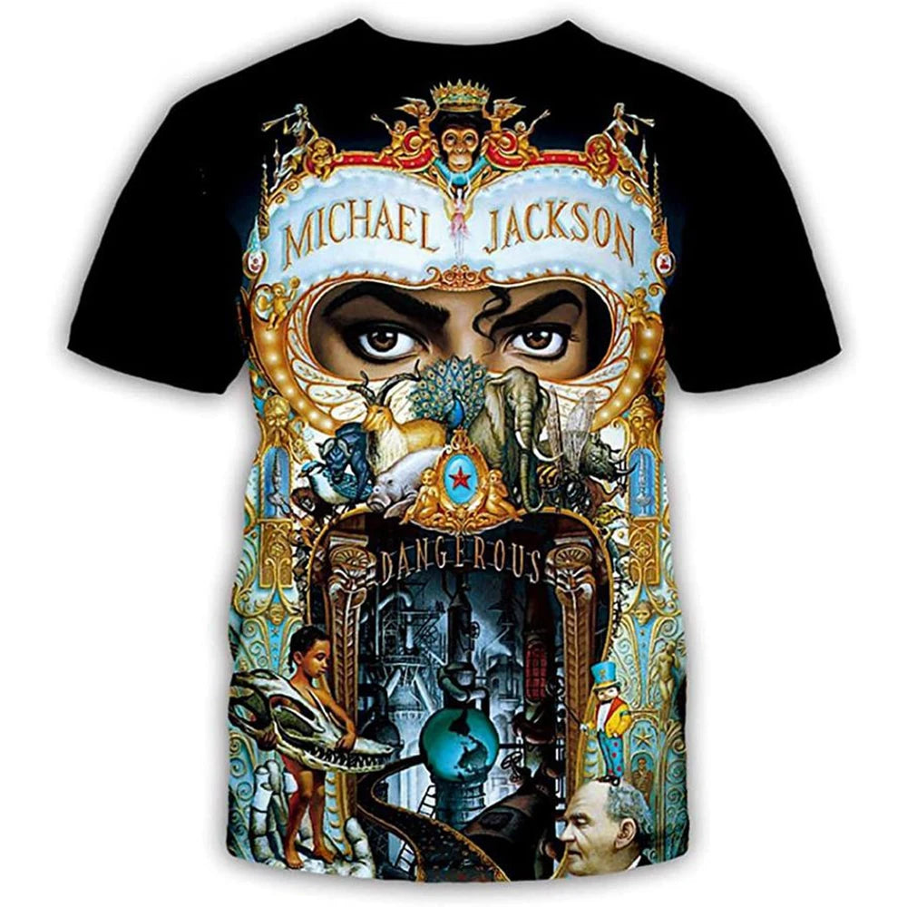 Summer fashion Michael Jackson hip-hop retro casual men streetwear short sleeved.