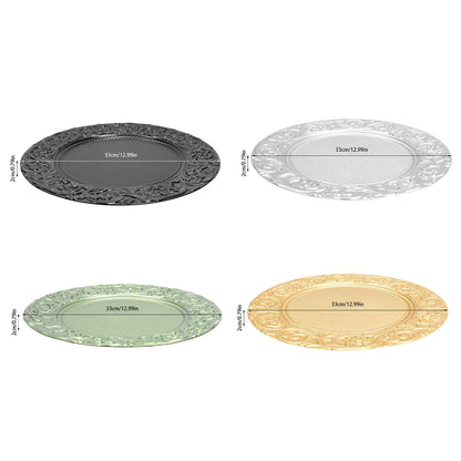 Plates 100-Piece Set Round Reusable Serving Plates, Gold, Black, Silver, Green
