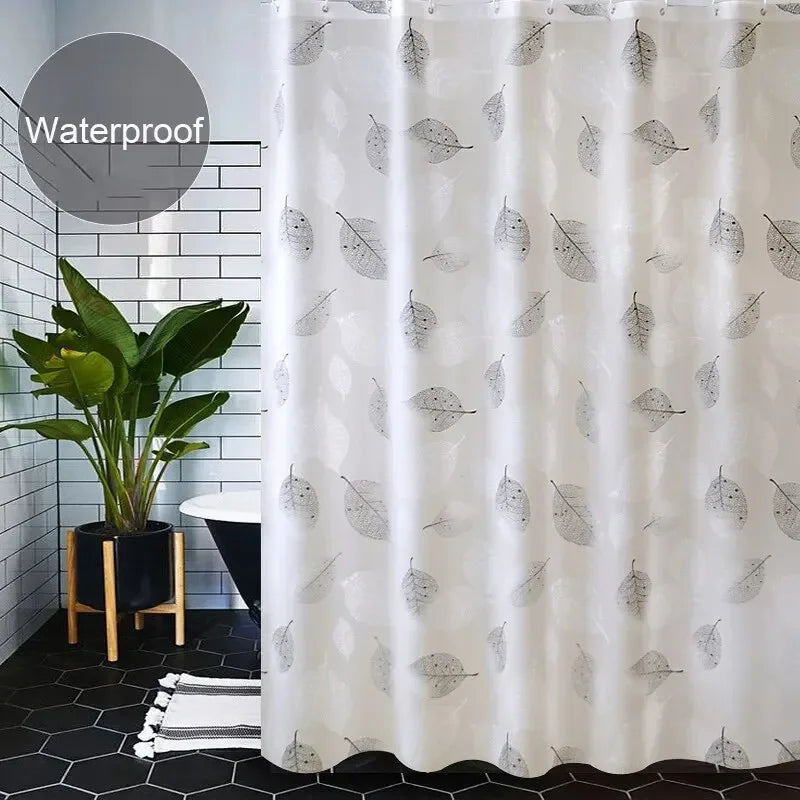 Bathroom Shower Curtains Waterproof Bath Curtain With Hooks.
