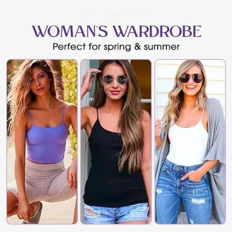 Spaghetti Top Women Vest Women Camisole with Built in Bra Cami Top Vest Tank Top 2024.