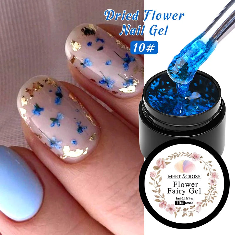 5ml Pink Dried Flower Nail Gel Polish, Semi Permanent Natural Flower Fairy Nail Art, Gel Soak Off, UV Painting Varnishes For Nails.