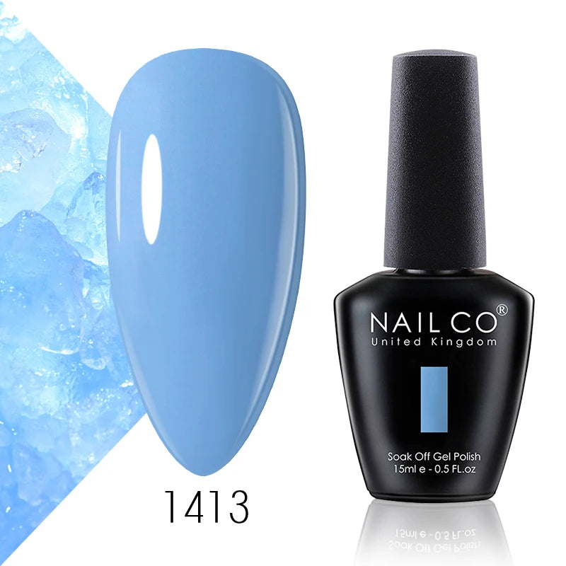 NAILCO 15ml Color Gel Nail Polish Soak Off, Hybrid Varnishes Manicure, UV&LED Nail Gel Semi Permanent Lacquer Base Top Coat.