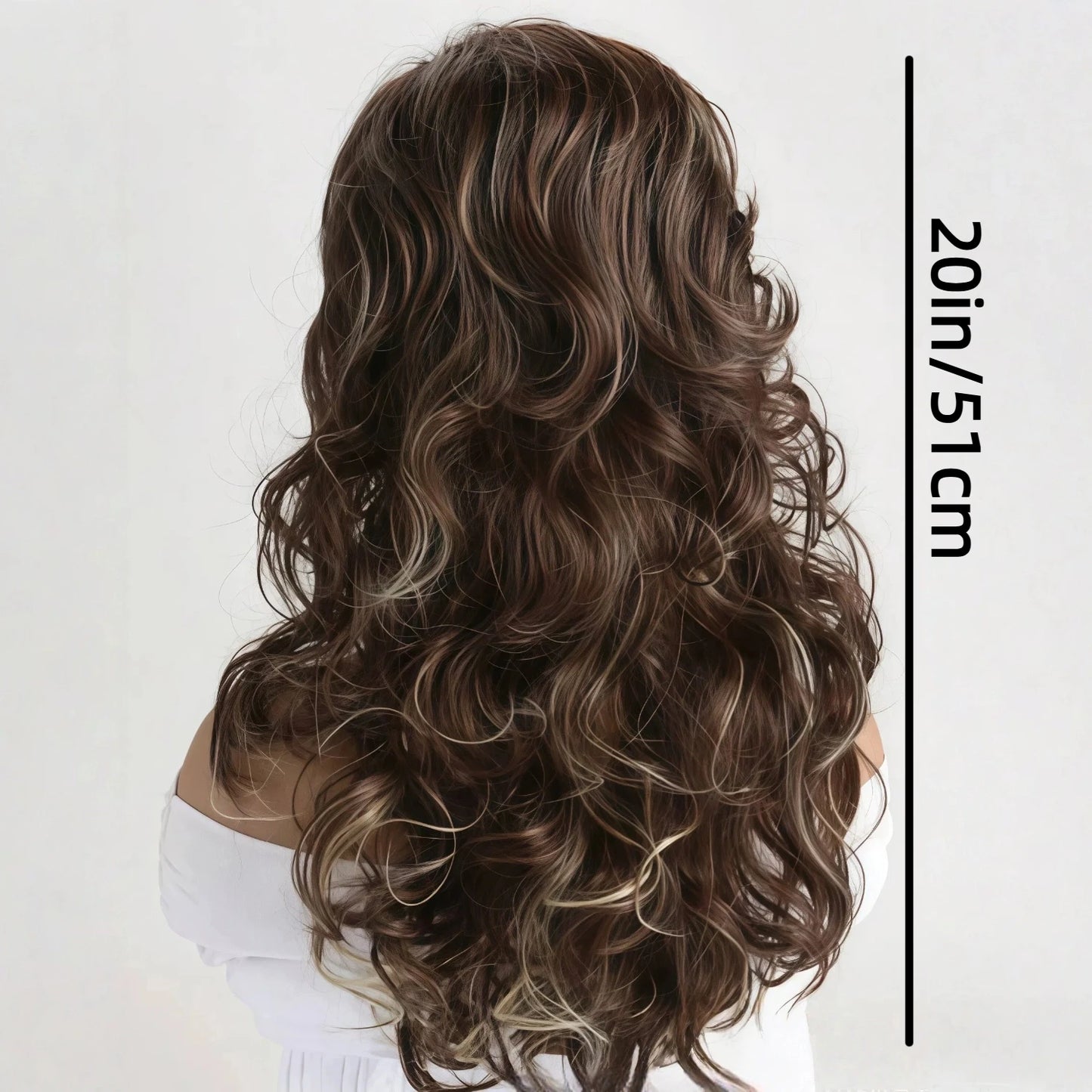 20-inch Women's Fashion, Fluffy Natural Curly Brown, to Golden Gradient Synthetic Wig.