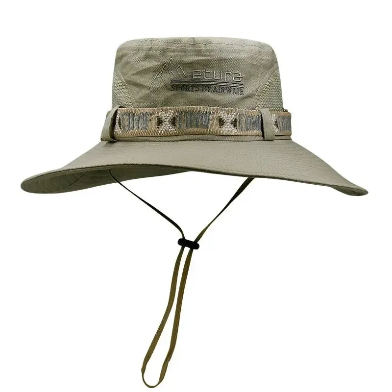 1Set bucket hat Summer Men UV Protection Hiking, Beach, Sunscreen Cap Hunting Fisherman Safari Hat.