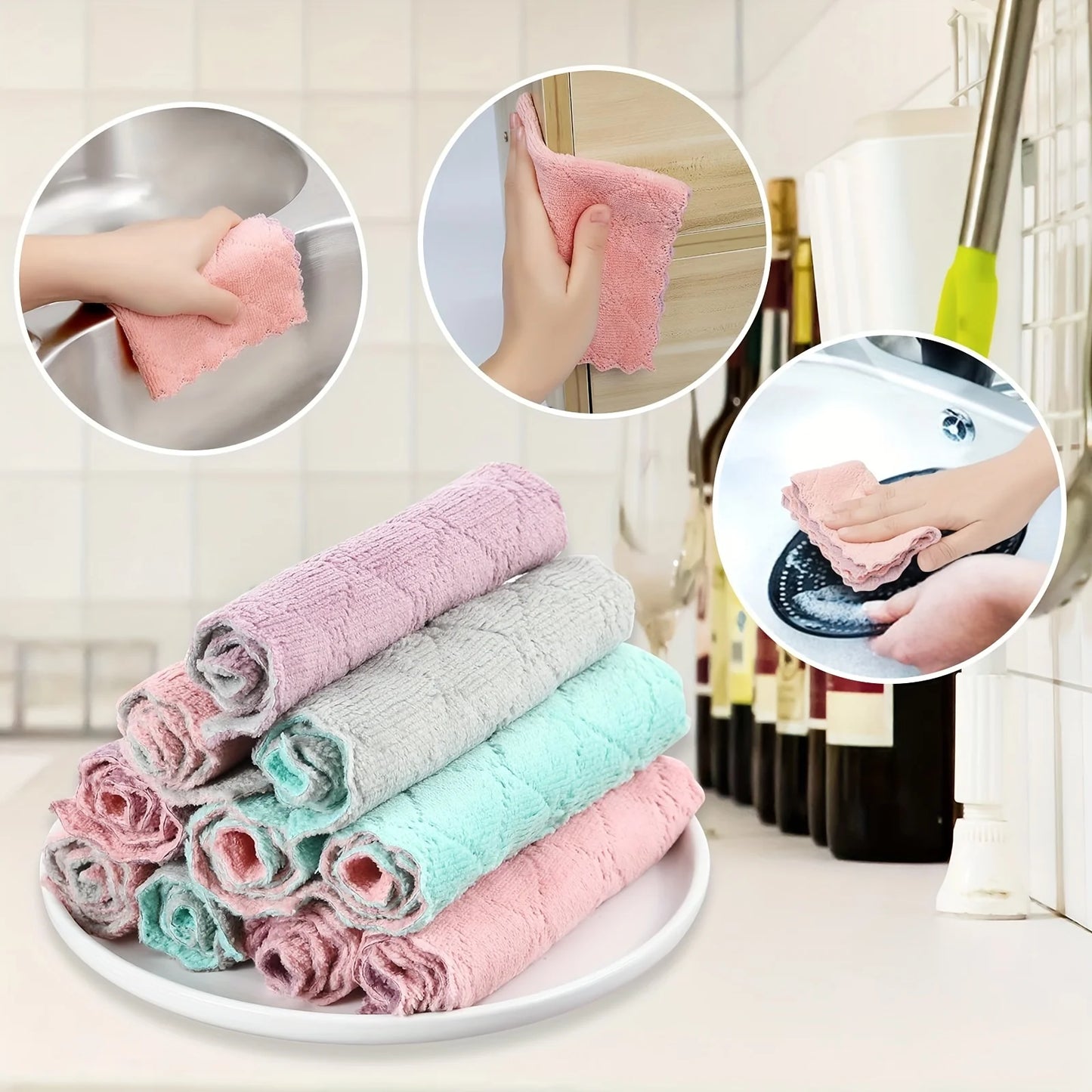 10/20pcs Kitchen Towels And Dishcloths For Washing Dishes  For Cooking