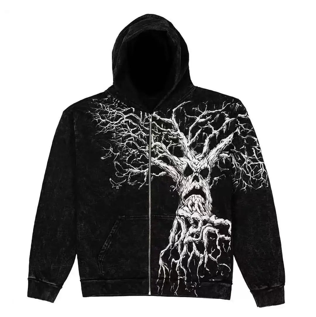 All Top Quality Aesthetic Gothic Wing Pattern Hooded Zip Up Jackets Men and Women.