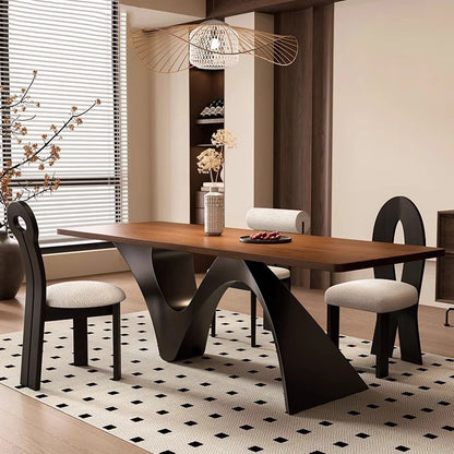 Modern retro solid wood rectangular dining table set.