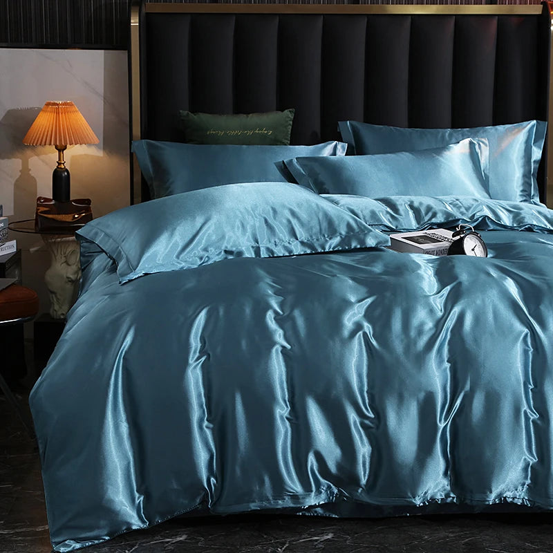 Luxury Satin  Bedding  With Fitted Sheet, Duvet Cover ,High End Bedding Sets