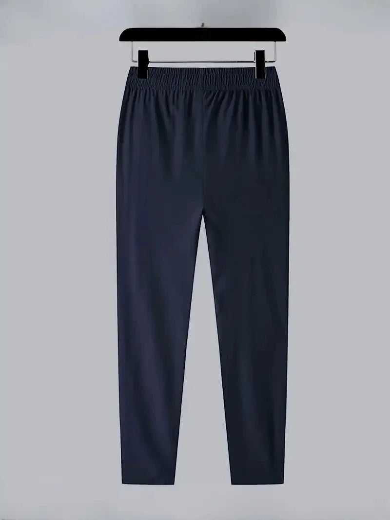 Soft Men Casual Straight Pants Stretch Elastic Waist Jogger, Classic Blue, Black ,Gray Trousers Plus Size.