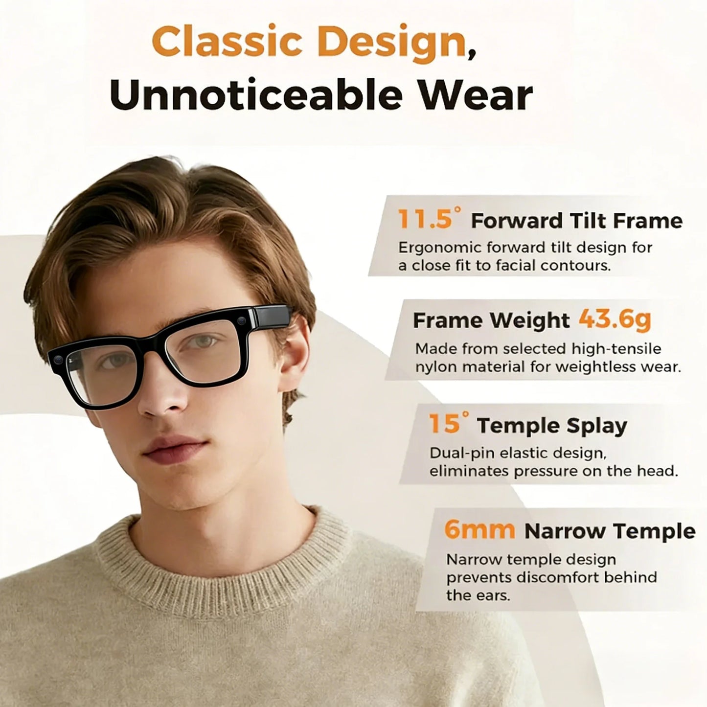 M02 AI Smart Glasses 8MP Camera, Video Recording,100+Languages Translation Sunglasses, Bluetooth Call, Music Play, with Charging Box.