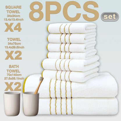 8pcs Luxury Hotel High Quality Cotton Bath Towel Set, Quick-Drying Set.