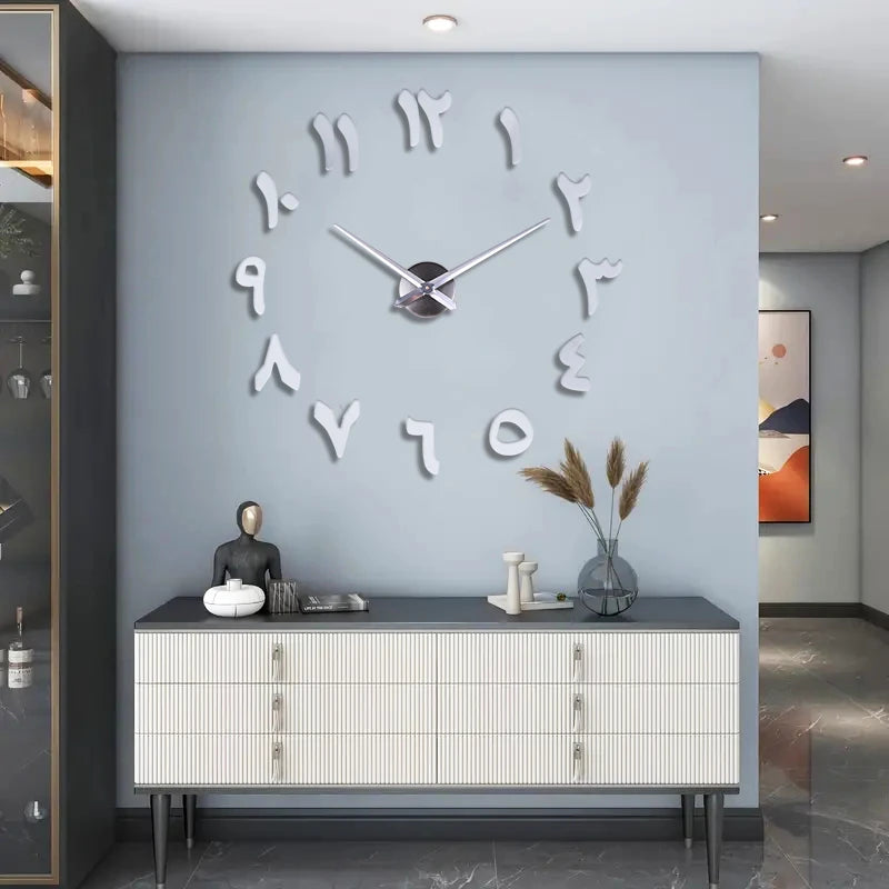 Large wall clock mirror, digital  wall  clock  living room and study.