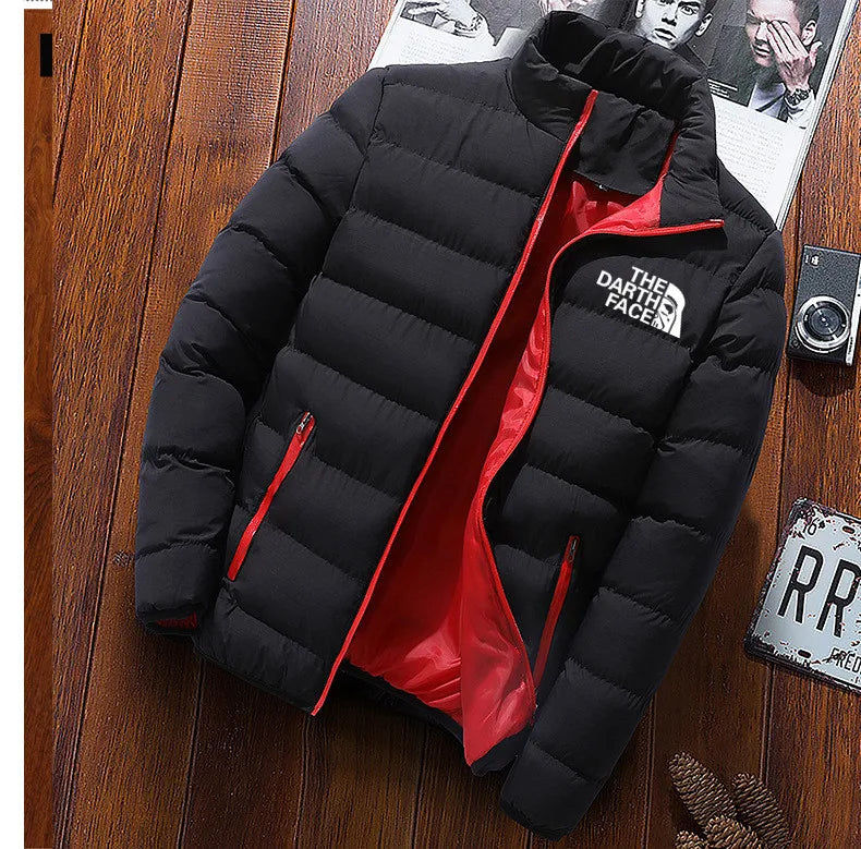2024 men trendy casual wear, new warm parka winter coat solid color, stand up collar zipper windproof cotton jacket.