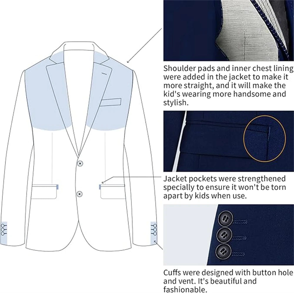 Black Suit Set for Kids 3-14 Yrs, Three Piece Formal Suit Set for, Communion Back to School.