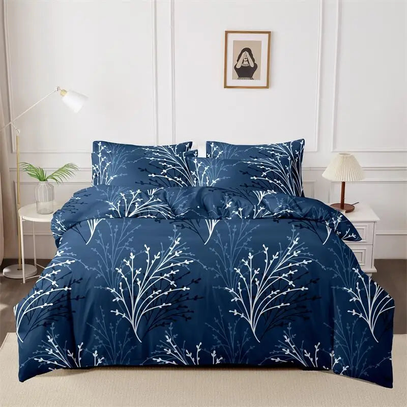 Queen Size Duvet Cover, with Flower Branch Design, High Quality Skin Friendly Quilt Cover.