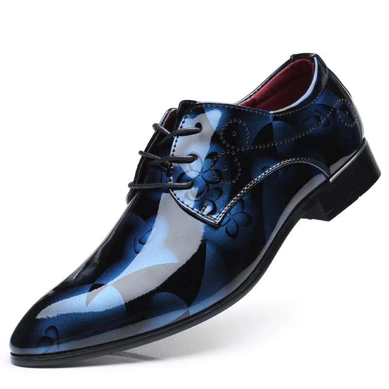 Luxury Men Oxford Shoes, Retro Floral Pattern Men Dress Shoes, Lace-Up Flats High Quality Business Party Wedding Shoes.
