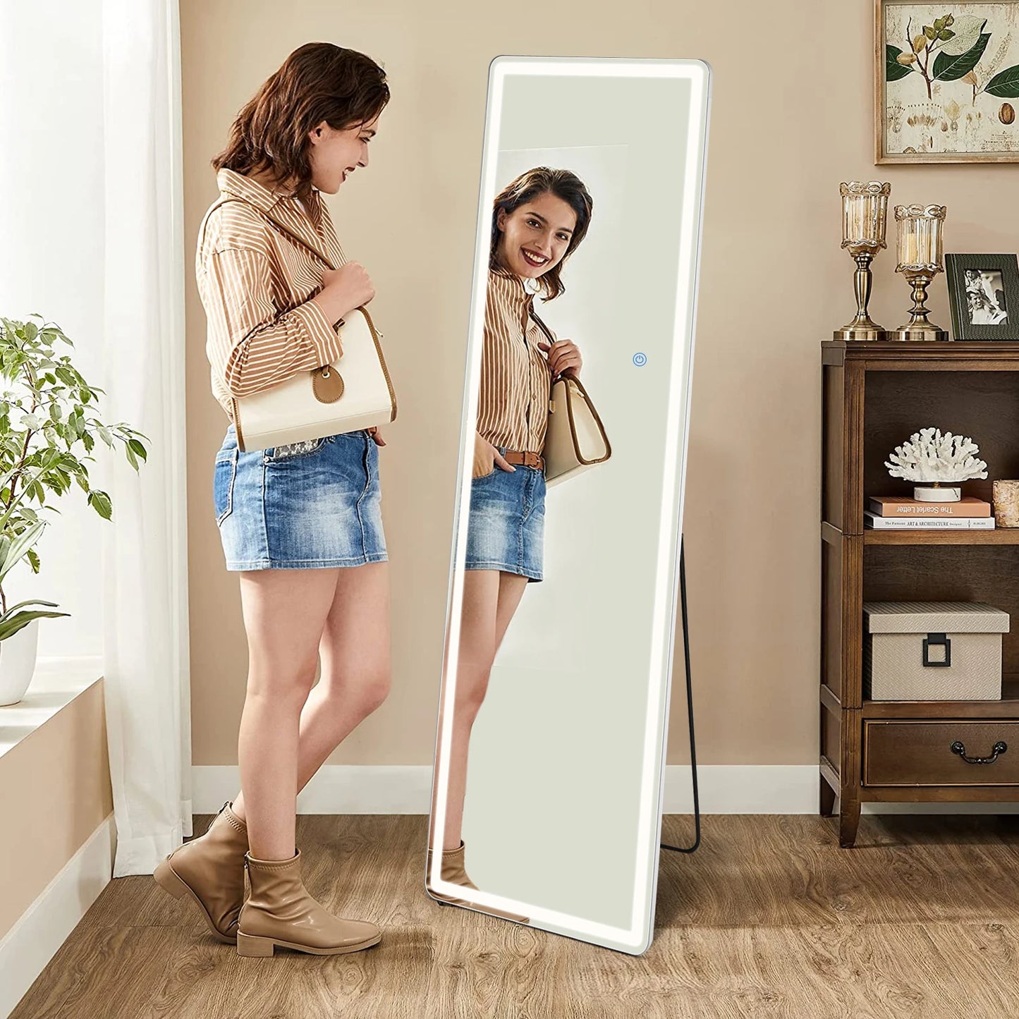 Led 64"x21" Full Length Mirror Standing ,Hanging or Wall-Mounted.