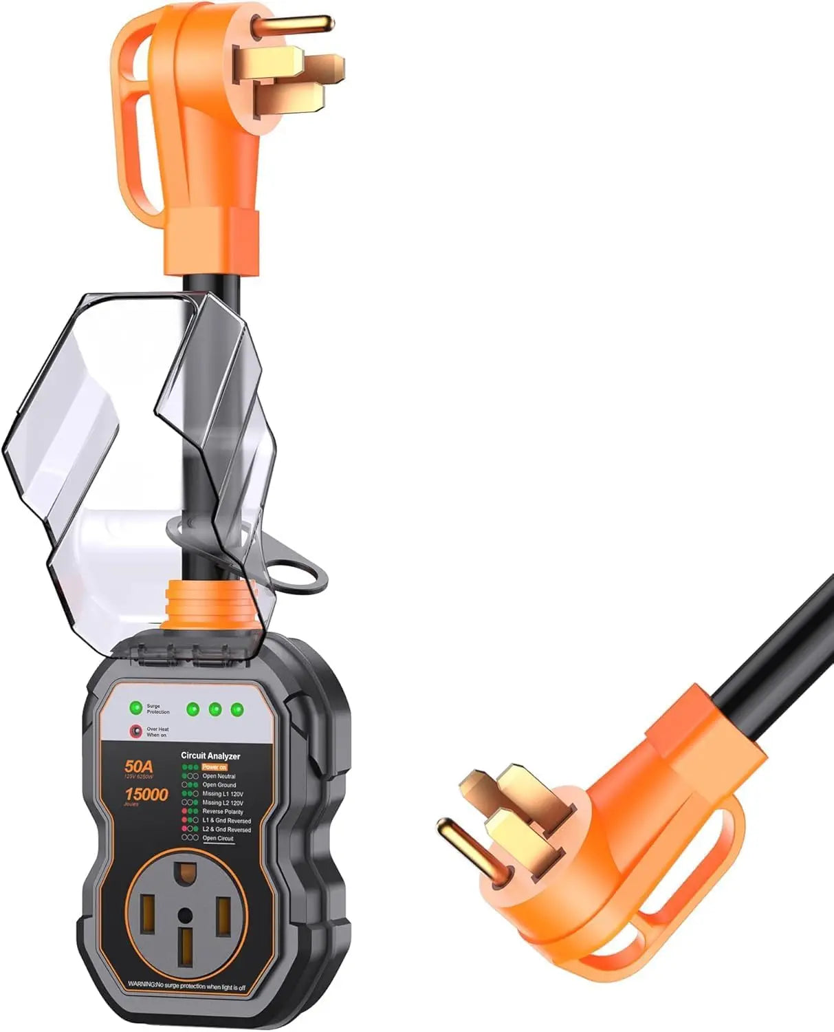 RV Surge Protectors 50 Amp,15000 Circuit Analyzer,IP68 Surge Voltage Protection, RV Adapter Plug for Camper.