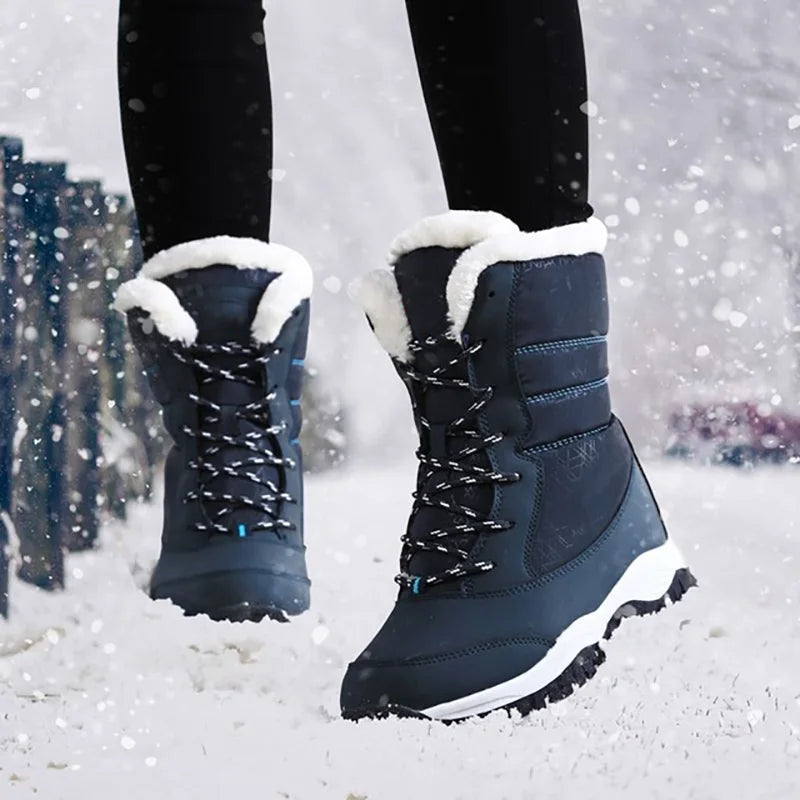 Women Boots Waterproof Winter 2024 Platform Ankle Boots. Keep Warm Snow Shoes Plush Outdoor Short Boots.
