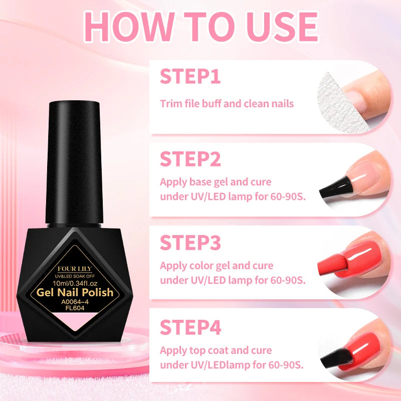 10pcs 10ml Gel Nail Polish Set, HEMA TPO Free, Red ,Coffee Brown, Semi Permanent Soak Off ,UV Gel Varnish For Winter Nail Supplies.