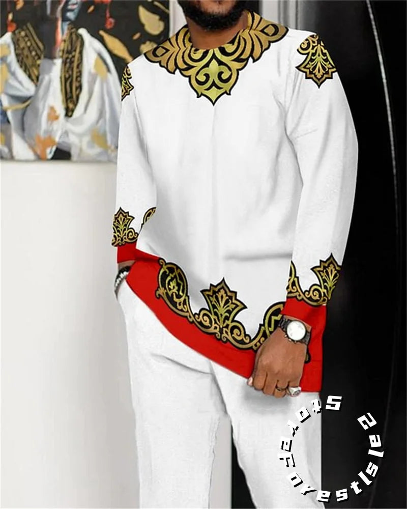 African Clothing Set for Men Casual Walking Suit Over size Streetwear.