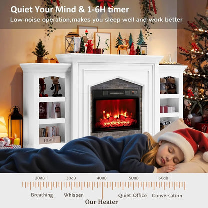 80" Electric Fireplace TV Stand with Mantel for TVs up to 90in USB Ports