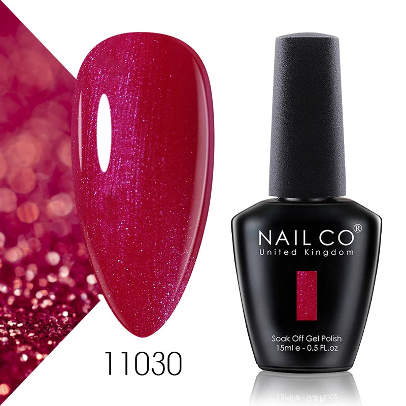 NAILCO 15ml Color Gel Nail Polish Soak Off, Hybrid Varnishes Manicure, UV&LED Nail Gel Semi Permanent Lacquer Base Top Coat.