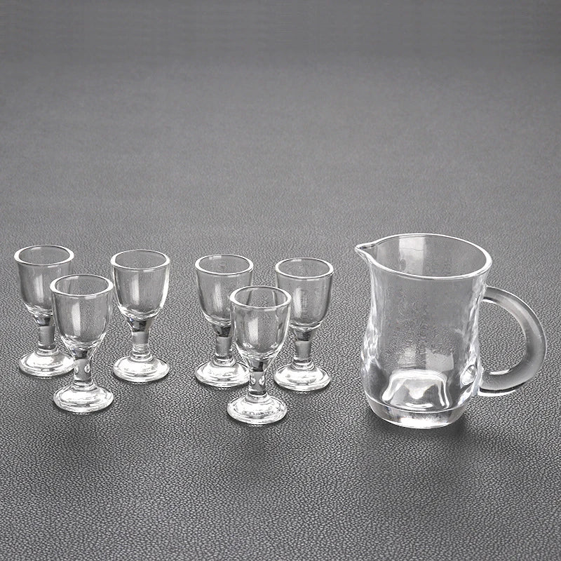 6pcs+1pcs Glass Wine Cup Set, Household Wine Dispenser.