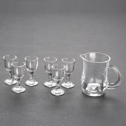 6pcs+1pcs Glass Wine Cup Set, Household Wine Dispenser.