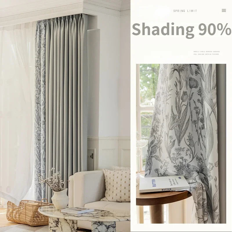 French Pastoral Style Drapes Light Luxury Bedroom Blackout Curtains